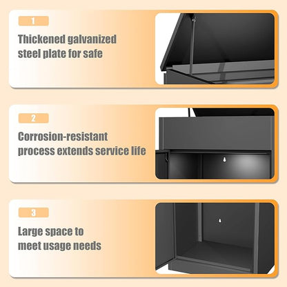 Package Delivery Boxes for Outside,Enlarged Porch Box for Packages with Coded Lock,Large Space,Waterproof,Cold-Rolled Steel Package Lock Box (19.7”x16.1”x33.5”)