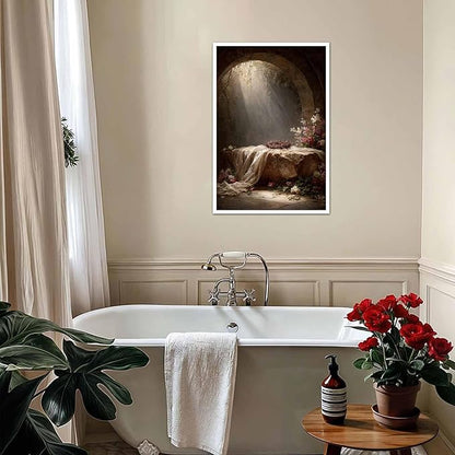 He Is Risen Canvas Easter Empty Tomb of Jesus Wall Decorations Religious Spring Art Christian Easter Pictures Wall Art Canvas Roll 16x24 inch