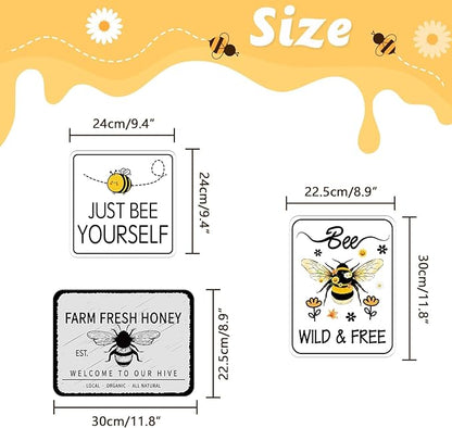 WERNNSAl 9PCS Bee Birthday Party Decorations - Honey Bee Signs Decoration for Kids Girls Farm Bee Birthday Party Funny Bumble Bee Hive Decor for Happy Bee Day Baby Shower Supplies Bee Sign Posters on Garden Home Yard Wall Decor