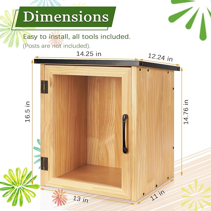 Outdoor Library Outdoor Book Box Storage Small Wooden Cabinet Little Literature Box for Neighborhoods Community and Schools Sharing Books, Flyers, Newspapers, Food and Art (A)