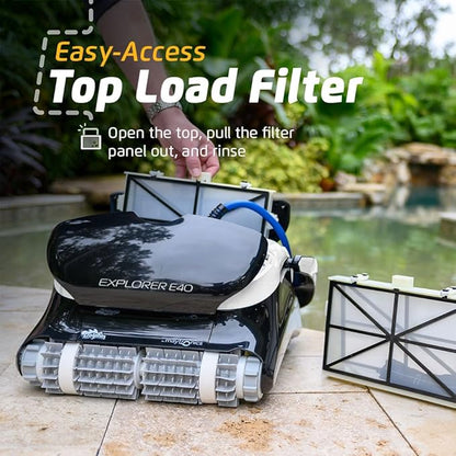 Dolphin Explorer E40 Automatic Robotic Pool Vacuum Cleaner with Wi-Fi, Wall Climbing Capability, Waterline Scrubber Brush, Ideal for Inground Pools up to 50 FT in Length