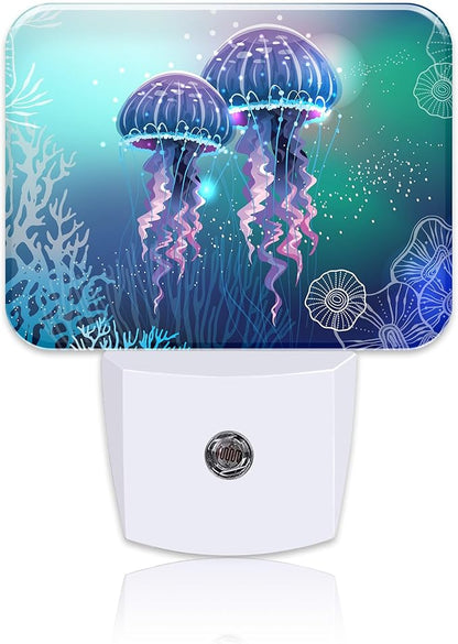 Glowing Jellyfish in Deep Sea Night Light