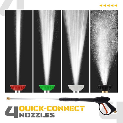3500 PSI Gas Pressure Washer, 2.3 GPM High Power Washer with 209CC Engine, 25FT Hose, 4 Quick-Connect Nozzles, for Cleaning Walls, Vehicles, Gardens, Driveways, Concrete(Orange)