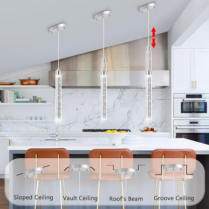 1-Light Modern Crystal Pendant Lighting LED Dimmable Pendant Light Kitchen
