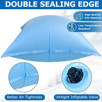 Hungdao 8 ft x 8 ft Pool Air Pillows for Above Ground Heavy Duty Air Pillow Kit for Winterize Closing Large Square Cushion Swimming Pool Closing Protects Covers with Cords