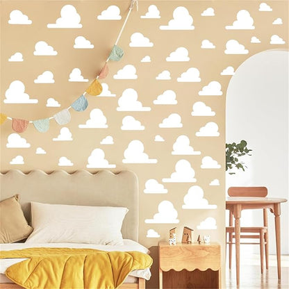 White Cloud Wall Decals Vinyl Clouds Wall Sticker Removable Cloud Decals Peel and Stick Kids Wall Stickers Removable Cute Clouds Stickers for Nursery Kid Bedroom Baby Room Playroom Decor