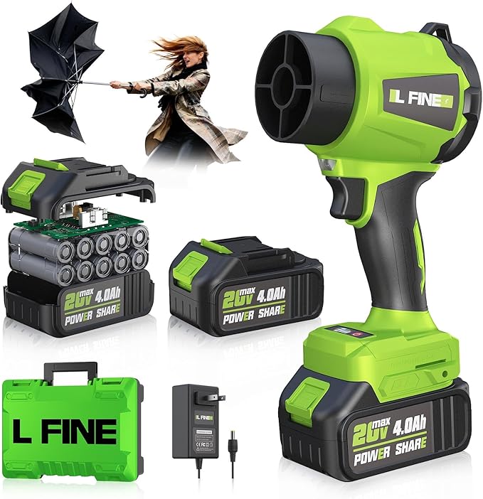 Leaf Blower Cordless - Lightweight Electric Handheld Blower with Battery and Charger, 3 Speed Mode, Blowers for Lawn Care, Patio Cleaning, Dust Cleaner, Snow Blower (Green)