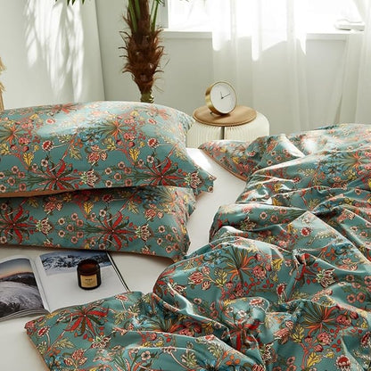 Boho Comforter Set Full Size Vintage Floral Boho Bedding Comforter Set 3 Pieces Flowers Botanical Floral Comforter Set Fluffy Soft Microfiber All Seasons Full Size Comforter with 2 Pillowcases