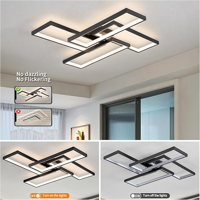 Modern LED Ceiling Lights for Bedroom 26" Dimmable Square Ceiling Lights for