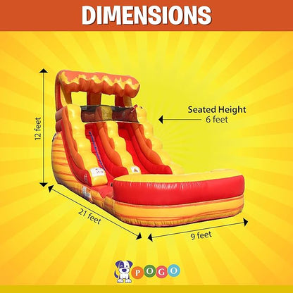 Inflatable Water Slides for Kids - Backyard Inflatable Water Slides with Splash Pool - Fire Marble Slide Complete with Blower, and Stakes - 21' x 9' - 12' Tall Slide