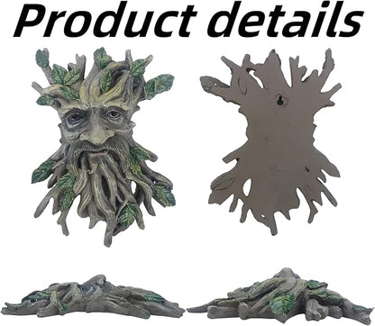 Whimsical Tree Face Garden Decoration ，Tree Faces Decor Outdoor Wallmounted Statue Art with Leaf Features, Outdoor Decor Garden Accessory (Nature and Outdoors)
