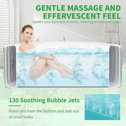 4-6 Person Inflatable Hot Tub, 264Gal Portable Blow up Hot Tub with 130 Strong Bubble Jets, Leak-Resistant PVC Round Outdoor Spa with Heater Pump and Insulated Cover, 82” X 82” X 25”