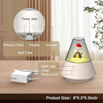 Kipcush White Noise Machine with Santa & Bear Christmas Decor, Warm & Cool Night Light, Auto MemoryTimer, 30 Soothing Sounds for Bedroom, Living Room
