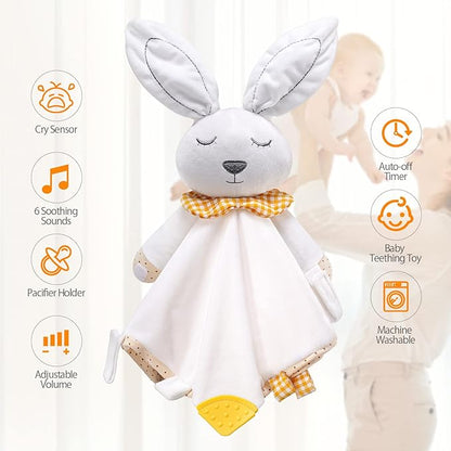BEREST Rechargeable Baby Sleep Soother Bunny Lovey- White Noise| Heartbeat| Shushing| Lullaby Infant Sleeping Aid with Cry Sensor at Nap Time Routine, Newborn Gifts Plush Toddler Snuggle Blanket Toy