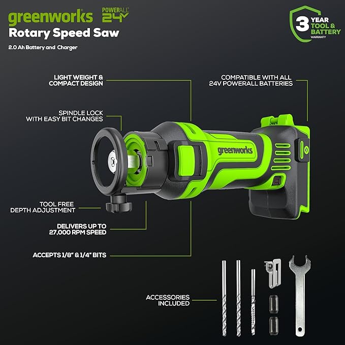 Greenworks 48V (2x24V) Lawn Mower Combo - 20" Push Mower, 12" String Trimmer, 320 CFM Leaf Blower + 24V Cordless Speed Saw - Ideal for Yard & Indoor