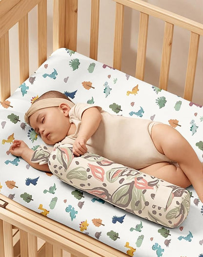 Pack and Play Sheets 2 Pack, Fitted Jersey Knit Mini Crib Sheets for Baby Boys and Girls, Compatible with Graco Pack N Play and Mini Crib Mattress (Sage Dino, Pack N Play/Mini Crib Sheets)
