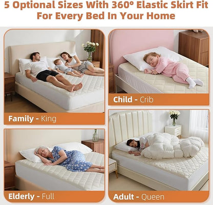 Lofe Organic Cotton Twin Mattress Protector - Top&Side 100% Waterproof Mattress Protector, Breathable Organic Mattress Protectors, Noiseless Twin Mattress Protectors Waterproof 75x39x17 in