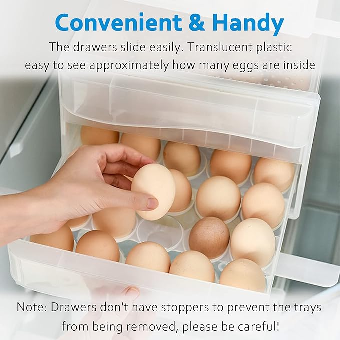 Egg Holder for Refrigerator, THIPOTEN 60 Grid Eggs Storage Container for Refrigerator, Perfect Household Egg Organizer for a Hobby Farm