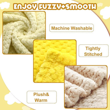 Frienda 4 Pcs Baby Fuzzy Blanket Fluffy Baby Blanket for Boys Girls Soft Warm Infant Newborn Toddler Receiving Nursery Bed Supplies, 32 x 24 Inch(Yellow Color)