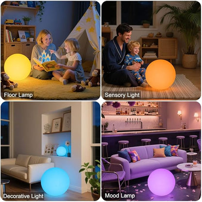 16 In Cordless LED Glowing Ball Light, LED Globe Orb Night Light w/Remote