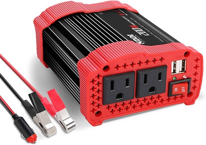 200W Car Power Inverter 12V DC to 110V AC Converter with 3.1 A Dual USB Quick Car Charger Adapter