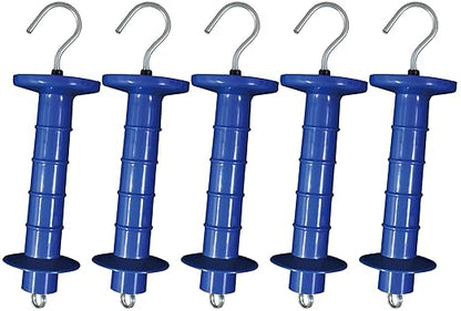5 Pack Electric Fence Insulated Plastic gate Handle with Internal Spring and Double Ring end, Blue，for Electric Fence Gate Livestock Fence Agricultural Fencing and Pasture