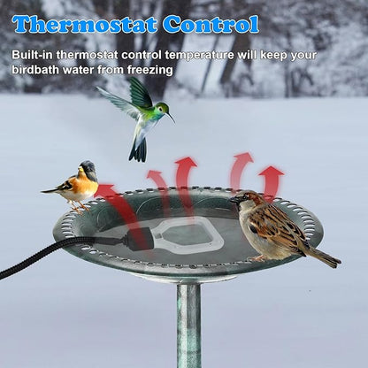 500W Bird Bath Heater, Storage Tank Heater, Cast Aluminum De-icer, Thermostation-Controlled Water Heater, for Winter Livestock, Poultry, Animals, Birds Drinking