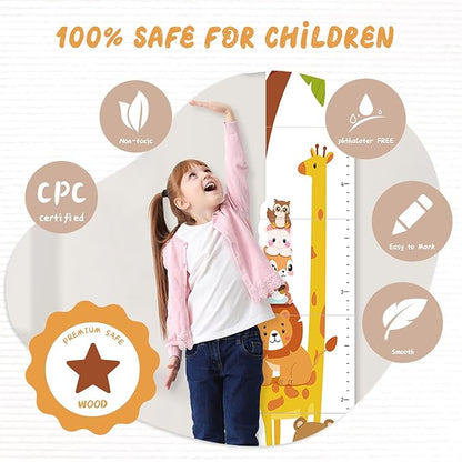 Personalized Name Growth Chart for Kids, Zoo Kids Growth & Measuring Chart in Inches, Fun & Stylish Height Tracker for Children, Growth Ruler
