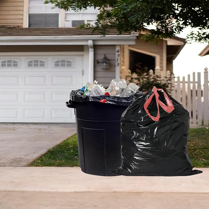 30 Gallon Trash Bags Drawstring, 150 Count Bulk, Black | Unscented | Heavy Duty Multi-purpose Garbage Bags Can Liners for Business Home Kitchen Commercial and Industrial