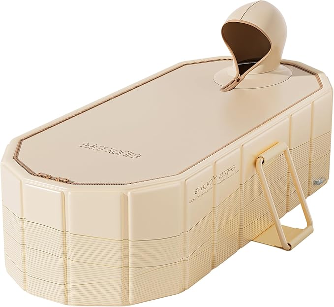 47''Portable insulated bathtub, Ice Bath Tub for Athletes, Inflation-free bathtub for shower, Ice Plunge Tub with Cover, Baths at Home & Outdoor（with Cover）