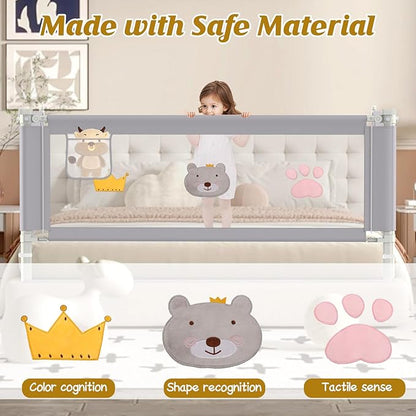 Height Adjustable Bed Rail for Toddlers, Kids Safety Baby Bed Rail for Twin/Full/King/Queen Size Bed (3 Sides, 74 * 74 * 39 Inch)