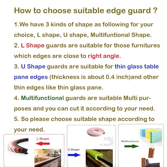 M2cbridge U Shape Extra Thick Furniture Table Edge Protectors Foam Baby Safety Bumper Guard 6.5 Ft (Pink)