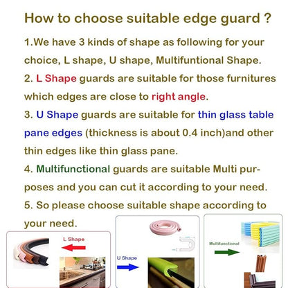 M2cbridge U Shape Extra Thick Furniture Table Edge Protectors Foam Baby Safety Bumper Guard 6.5 Ft (Pink)