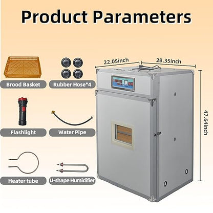 440 Egg Digital Cabinet Incubator，Poultry Hatching Breeding Cabinet Incubator for Auto Egg Turning, Temp/Humidity Control, Thermostatic for Chicken/Duck/Goose/Quail Bird.