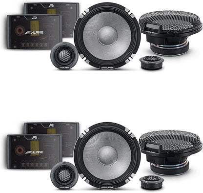 Alpine R2 Speaker Bundle -Two Pairs of R2-S652 6.5" R-Series Pro High-Resolution 2-Way Component Speakers
