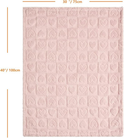 CREVENT 30"X40" Cozy Soft Warm Sherpa Baby Blanket for Girls Boys, Newborn Essentials for Infant, Baby Shower Receiving Gift - Pink Heart 75X100cm