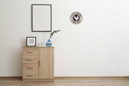 Cluck Around Find Out Metal Sign 8x8in Round Poultry Plaque for Farm Wall Decor Chicken Gift