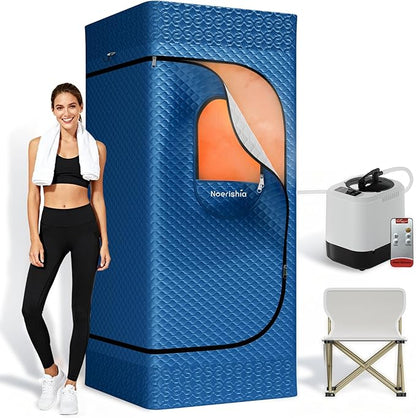 Sauna Box, Upgraded Portable Sauna for Home 5-Layer Waterproof, 3L 1200W Steamer, 9 Levels, Dual YKK Zippers, Big Folding Chair, 99 Mins Timer, Remote Control, Steam Sauna Room Personal Saunas Tent