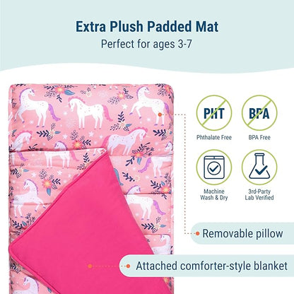 Wildkin Kids Original Nap Mat – Cozy Kids Sleep Mat with Pillow, ideal for School & Travel