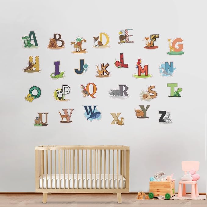 DEKOSH Alphabet Wall Decals - Colorful ABC Wall Stickers for Kindergarten, Playroom & Baby Nursery