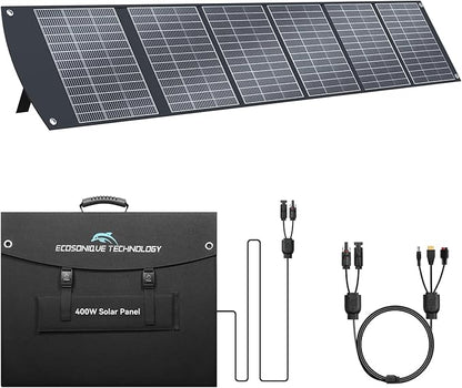 400W Portable Solar Panel for Most Power Stations, Foldable & Lightweight Solar Suitcase with Kickstands, 40V MC4 & Multi-Output for Solar Generators, RVs, Camping, and Outdoor Use
