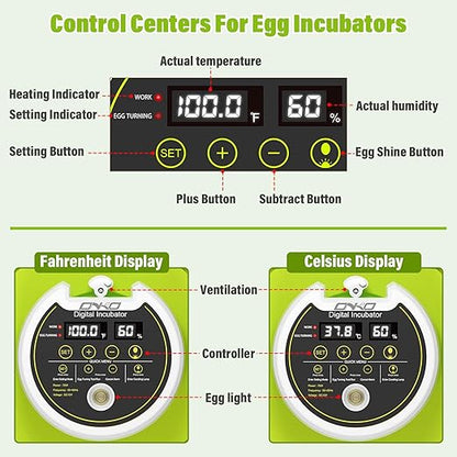 Egg Incubator with Automatic Egg Turning and Humidity Control, Chicken Incubators for Hatching Eggs, Holds 18 Eggs Encabulator for Chicken, Suitable for Hatching Chickens, Quails, Ducks,Parrots,Geese