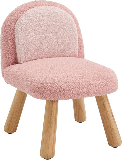 Kids Chair Toddler Chairs Comfy Sherpa Toddler Couch Sofa, Fluffy Kids Desk Chair for Drawing, Wooden Kid Reading Chairs, Boys Girls Desk Chairs for Bedroom/Playroom/Nursery/Gifts, Pink