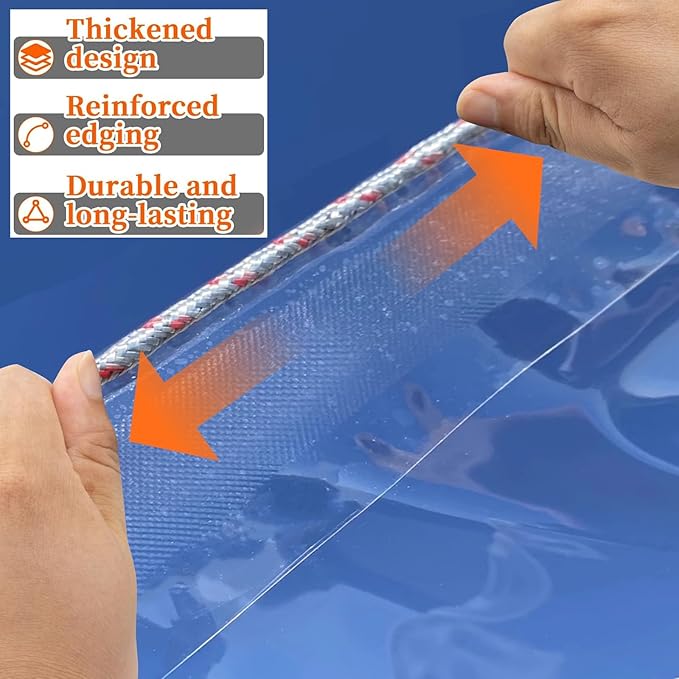 Clear Tarp,6.5x12.5 ft Clear Tarps Water Resistant with Reinforced Edge, 8Mil Transparent Tear Resistant Water Resistant PVC Vinyl Tarp Enclosure for Patio,Greenhouse Outdoor