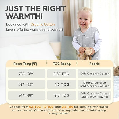 Mama Cheetah Toddler Sleep Sack with Feet 3T-4T, 1.0 TOG Organic Cotton Baby Wearable Blankets with Legs, Baby Sleeping Bag for Walkers, Early Walker Large