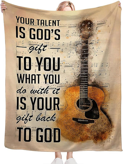 Tijuboni Guitar Music Throw Blanket Guitar Gifts for Girls Boys Women Men Kids Adults Soft Flannel Fleece Blanket for Couch Sofa Bed Home Decor 50"x60"