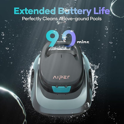 AIPER Scuba SE Cordless Pool Cleaner with 90-Min Runtime, Smart Self-Parking, Lightweight, Pool Vacuum for Above Ground Pools up to 860 Sq.ft