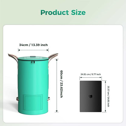 Reusable Garden Yard Waste Bag – 14 Gallon Breathable Thickened Reusable Lawn Bag, with 4 Handles for Easy Moving & Foldable Design, for Leaf & Miscellaneous Debris Collection(Green)