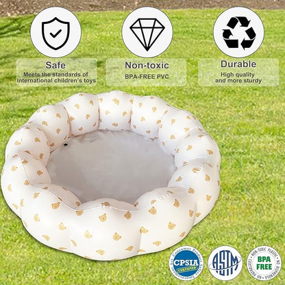 Inflatable Baby Pool, Portable Paddling Baby Swimming Pool for Toddlers Ages 0-3 Years Girls and Boys, Indoor& Outdoor, Garden and Backyard Summer Water Party, 35.4x9.8 in (Bear Head)