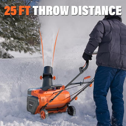 MAXLANDER Corded Electric Snow Blower, 20 Inch 15A Electric Snow Thrower with Dual LED Headlights & 180° Adjustable Chute, 25FT Throwing Distance, Walk-Behind Snowblower for Driveway and Walkway